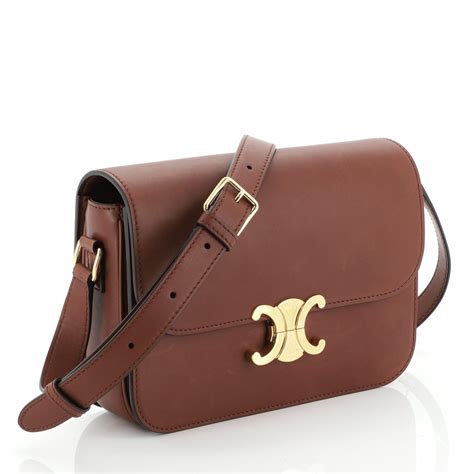 celine triomphe shoulder bag brown|Celine triomphe bag price.